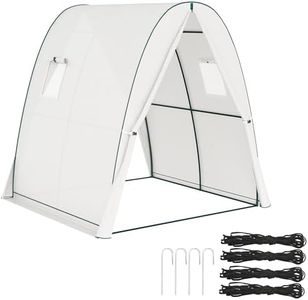 Outsunny Gewächshaus mit Rolltür, 2 Fernster, winterfest Foliengewächshaus aus Stahl, Treibhaus für Balkon, Garten, Tomatenhaus 180 x 180 x 200 cm, Tomatengewächshaus für Tomaten, Gemüse, Blumen, Weiß