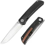 KATSU Folding Pocket Japanese Knife, 17 Layers ZDP-189 Super Steel Convex Grind Blade, Titanium Alloy Handle & Clip, Frame Lock, Leather Sheath