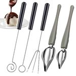 Chocolate Dipping Tools and Culinary Decorating Spoons Set, 3 Pcs Candy Dipper Tools and 2 Pcs Decorating Drawing Spoons