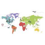 SG 'World Map' Wall Sticker for Home Decor (PVC Vinyl, 90 cm X 60 cm, Multi), Maps