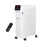 Geepas 2500W Digital Oil Filled Radiator, 11 Fin – Energy Efficient Electric Heater with LED Display, Built-in Timer, 3 Heat Settings, Low Running Cost and Remote Control – 2 Year Warranty, White