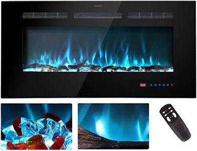 Kentsky 30 inches Electric Fireplace Inserts, Recessed and Wall Mounted Fireplace Heater, Linear Fireplace w/Thermostat, Remote & Touch Screen, Multicolor Flame, Timer, Logs & Crystal, 750W/1500W
