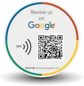 Pegatinas para Reseñas de Google - 1 Pegatina QR & NFC - Déjanos tu Reseña en Google Pegatina - iPhone & Android - Pegatina para Impulsas mis Reseñas - Configuración en Casa | MESSAGENES
