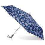 totes Automatic Eco Open Close Water-Resistant Travel Folding Umbrella with Sun Protection, Scrolling Floral, One Size, Automatic Open Close Water-Repellent Travel Folding ECO Umbrella with Sun