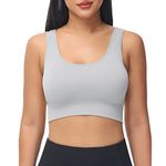 SIMIYA Women Seamless Sports Bra Wireless Compression Bra Without Pading Comfort Yoga Crop Tops Vest for Running Sports Fitness(1 Pack Grey,M)