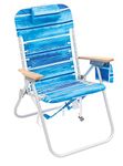 Rio Brands 4-Position Hi-Boy Backpack Beach Chair - Stripe, Blue Stripe, 29" x 24.75" x 37.75"