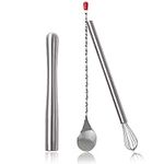 Cocktail Muddler, Stainless Steel Muddler Bar Tool Bar Spoon/Mixing Spoon & Bar Whisk - Cocktail Making Set Bartender Kit Home Bar Accessories