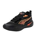 Puma Unisex-Adult Playmaker Pro Laser Black-Ultra Orange Basketball Shoe - 5UK (37832301)