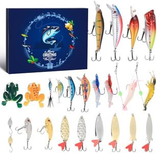 Fishing Advent Calendar 2025 – 24 Days of Fishing Lures for Men, Teens & Adults – Xmas Countdown Gift Set for Fishermen, Boys – Surprise Holiday Present