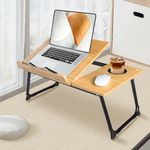 Laptop Desk for Bed or Couch, Lap Desk, Breakfast Tray, Foldable Bamboo Lap Desk with Cup Holder,for Working Reading Writing, Eating, Watching Movies for Bed Couch Floor