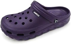 Amoji Garden Clogs Shoes Garden Shoes Outdoor Slippers Gardening Shoes Summer Water Clogs Yard Shoes Adult Male Female AA1521 Purple Size 6 Women/5 Men