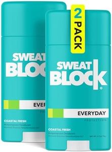 SweatBlock Everyday Strength Deodorant Antiperspirant Stick for Men & Women - 24-Hour High Degree Sweat & Odor Protection - Non-Irritating Smooth Glide - Coastal Fresh Unisex Scent - 2.7oz (2 Pack)