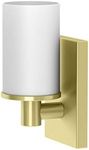 Gatco 1702 Modern Farmhouse Single Sconce, Brushed Brass/Wall Mounted 1-Light Fixture with Cylinder Frosted 3.50" W X 5.38" H Glass Shade/Bathroom Vanity Light