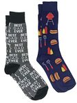 360 Threads Mens Novelty Socks 2 Pair Set - Halloween Best Dad BBQ Food Holiday, Best Dad Ever & Bbq Grill, 10-13