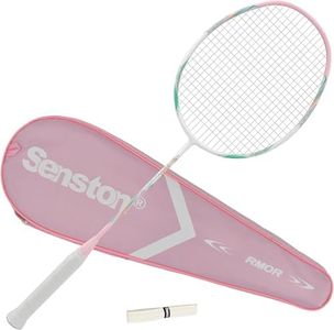 Senston Badminton Racket Lightweight Badminton Racquet, Professional Women Pink Badminton Racket with Grip, Pink Racket Bag