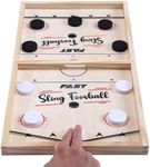 Toydaze Fast Sling Puck Board Game with Extra 10 Pucks(Total 20 Pucks), Puck Pass Air Hockey Foosball Tabletop Pucket Dexterity Game for All Ages, Birthday for Hockey Fans