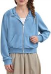 Anjikang Hoodie Zip Up Girls Cropped Zip Up Hoodies Lightweight Long Sleeve Hooded Sweatshirts Y2K Teen Girls Trendy Clothes Preppy Outfits