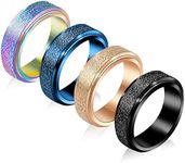 SHOLLY Anxiety Rings Fidget Rings for Women Stress Relief Spinner Rings for Teen Girls Stress Rings 4Pcs 6MM Titanium Steel Rings Size 5-11, 9, Titanium, No Gemstone Green