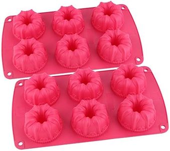 Webake Mini Tart Pan Silicone Peanut Butter Cup Quiche Mold, Pie Pan 6-Cavity Tartlet Pan 2-Fluted Tube Cake Pan