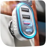 LISEN USB Car Charger Fast Charging 60W 4 Ports Super Fast Car Charger Adapter PD36W&QC 3.0 Car USB Charger Multi Port Type C Car Charger Multiple Ports USB C Car Charger Fast Charging, Sliver