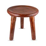 AMAZE SHOPPEE Modern End Table/Stool for Living Room Side/Corner Table -Brown Round Tabletop with 3 Foldable Legs (1, Wood)