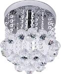 Vikas Light Crystal Glass LED Chandelier Round Rain Drop Pendant Light Fixture (White and Blue)