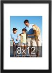 TWING 8x12 Picture Frames,Black Picture Frames Display Picture 6x8 with Mat or 8x12 Without Mat,Square Picture Frame Collage for Wall Decor Mounting or Tabletop,Ideal Gift to Family and Friends,1 Pack