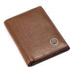 HAMMONDS FLYCATCHER Genuine Leather Wallet for Men, RFID Protected Leather Purse for Men, Money Purse for Men, Tri-Fold Wallet, 5 Card Slots, 2 ID Slots, Hidden Pockets, Metal Snap Button, Brushwood