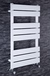 Warmehaus Minimalist Bathroom Flat Panel Heated Towel Rail Radiator Ladder Rad 800 x 450 mm - White