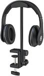 HVAYING Headphone Stand, Desktop Headset Holder - Desk Earphone Stand, with Adjustable & Rotating Arm Clamp Base for All Headphones Size - Organize and Display Your Headphones (Black)