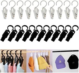 Vinbee 20 PCS Laundry Hooks with Clips Super Strong Plastic Home Travel Swivel Hanging Hanger Closet Organizer Clamps Socks Boot Bras Towels for Bathroom Wardrobe Kitchen - 4.3 Inches (Black+White)