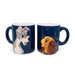 Silver Buffalo Disney Lady and The Tramp 2 Pack Ceramic 3D Sculpted Mug Couple Set, 20 Ounces