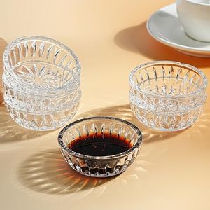 kanpura Soy Sauce Dish, Dipping Bowls Set, Clear Glass Dipping Dishes for Soy Sauce, Ketchup, BBQ Sauce or Seasoning, 2 Oz,Set of 6