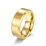 Daesar Men Rings Stainless Steel Free Engraved Simple 8MM Matte Brushed Men Engagement Ring Gold Ring Size T 1/2