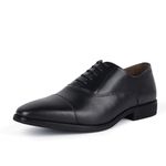 LOUIS STITCH Italian Crust Leather Formal Shoes for Men | Laceup Derby Style | Comfortable and Versatile for Business, Casual | Jet Black, UK Size 12 (RXNCT)