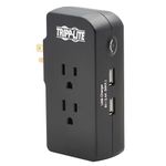 Tripp Lite Wall Surge Protector Power Strip Multi Outlet Extender, 3-Outlets & 2 USB Ports, 5-15P Direct Plug, 1050 Joules, 1875 Watts Dollar 5,000 Insurance (SK3BUAM)