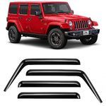 Voron Glass Tape-on Extra Durable Rain Guards for Jeep Wrangler 2007-2018, Window Deflectors, Vent Window Visors, 4 Pieces - 100354