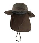 Home Prefer Outdoor UPF50+ Mesh Sun Hat Wide Brim Fishing Hat with Neck Flap, Army Green, Large