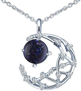 MicVivien Collana argento 925 luna e stella ciondolo con zirconi cubici collane Gioielli per donne ragazze