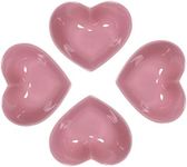 WAIT FLY Sweet Heart-Shaped Ceramic Bowl Pudding Bowl Cake Bowl for Baking, Microwave Oven Safe, Set of 4