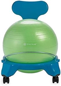 Gaiam Kids Balance Ball Chair - Classic Children's Stability Ball Chair, Alternative School Classroom Flexible Desk Seating for Active Students with Satisfaction Guarantee, Blue/Green