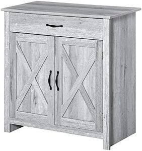 HOMCOM Aparador de Cocina Buffet para Salón con 1 Cajón 2 Puertas y Estante Interior Ajustable Mueble Auxiliar Decorativo para Comedor 80x39,7x80 cm Gris