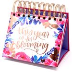 bloom daily planners Undated Perpetual Desk Easel / Inspirational Standing Flip Calendar - (5.25" x 5.5")- Hand-Lettered