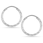 Silver Style Women's 925 Sterling Silver Diamond-Cut Hoop Earrings Jewellery by ACPL (Silver)