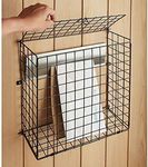Unibos Letter Catcher with Fixings Large Letterbox Letterbox Metal Cage Door Post Mail Catcher Basket Easy Instlation Wall-Mounted Post Letter Box Door Guard Basket