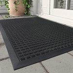 MontVoo-Front Door Mat Outside Entrance Doormat-Outdoor Indoor Door Mat for Entryway-Welcome Mat Thick Durable Rubber Backed Door Entry Mat Non Slip Dirt Trapper Absorbent-Black 17”x30”