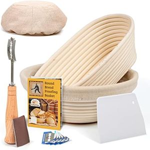 Sourdough Bread Baking Supplies Starter Kit, Banneton Bread Proofing Basket 9" Round & 10" Oval, Bread Making Tools, Perfect Bread Basket Gift Set, by CRISS ELITE