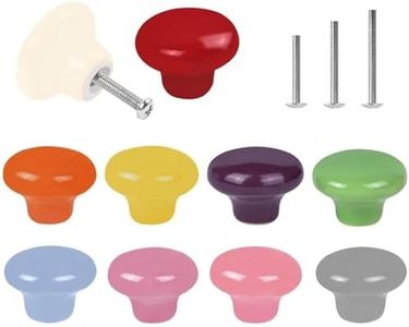 OctinPris 10x Colorful Door Knob Cabinet Retro Round Ceramic Drawer Cupboard Kitchen Dresser Pull Handle Knobs 32mm/1.25" (Ivory,Red, Orange,Green, Yellow, Blue,Pink,Pale Pinkish, Purple, Grey)