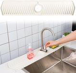 YOKONICO Kitchen Sink Splash Guard, 76cm x15cm Silicone Adjustable Faucet Handle Drip Longer Catcher Tray, Multipurpose for Kitchen Dish Drying Mats Sponge Holder & Bathroom Countertop Protect (White)