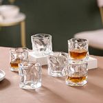 Nestasia Whiskey Glasses Set of 6, 200ml, Transparent Crystal Thick Walled Bar Glass, Lead Free | Perfect for Whiskey, Scotch, Bourbon, Brandy, Cognac